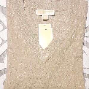 MICHAEL Michael Kors Women's Long Sleeve V-Neck Sparkly Sweater